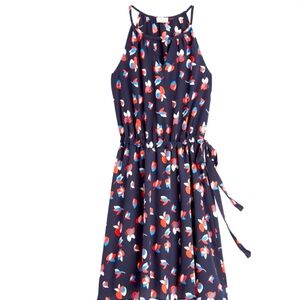 Keyhole Midnight Blue Petal Print Shift Size M